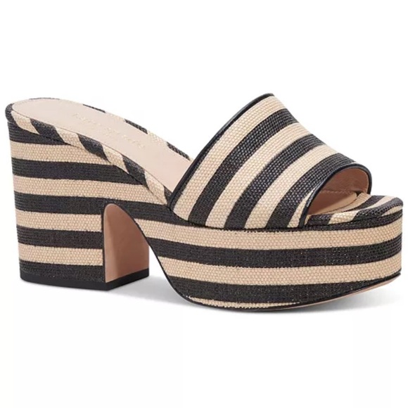 Kate Spade New York Ibiza Platform Sandals Black White Stripe - Picture 4 of 14